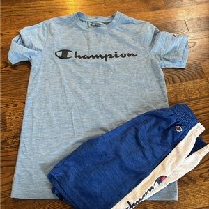 Champion Light Blue Tee and Royal Blue Shorts Set